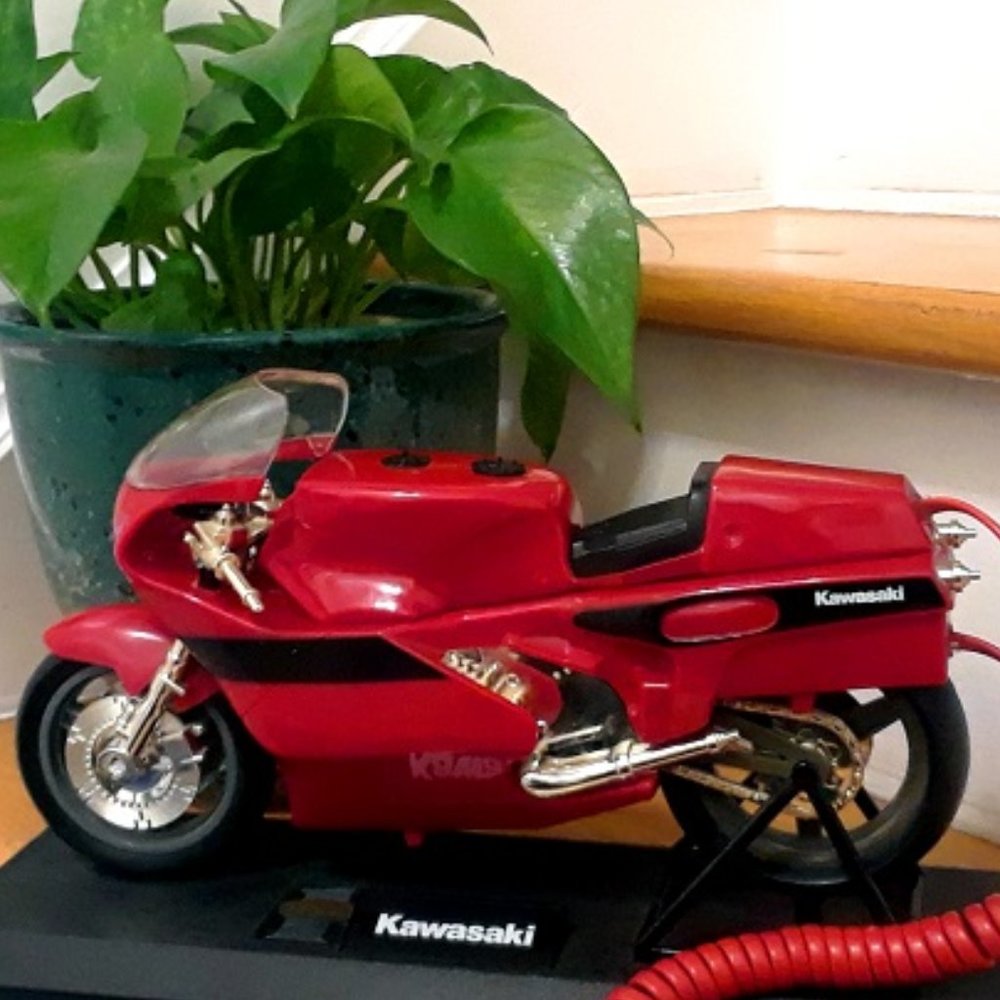 Red Antique Motorcycle Telephone